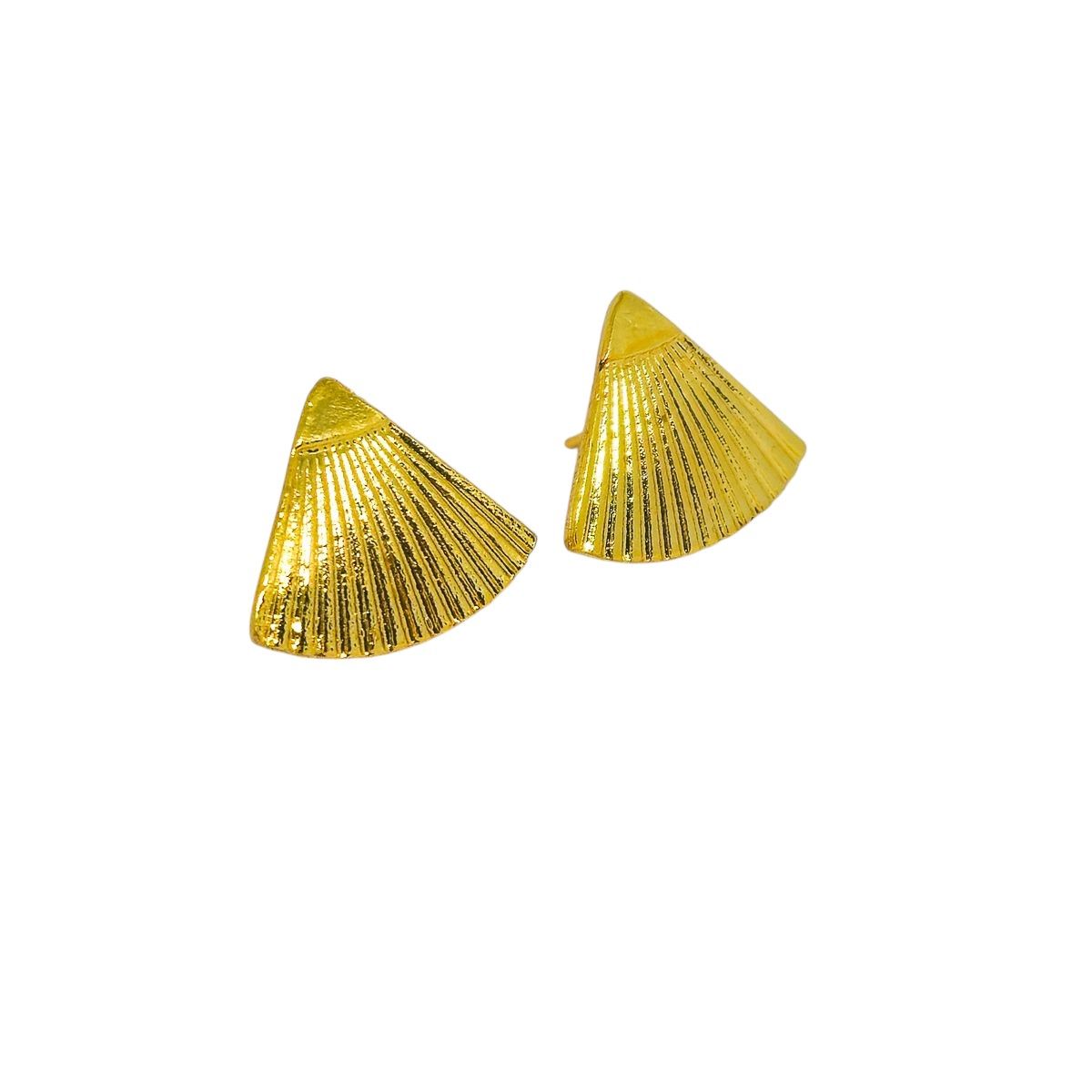 Brinco Leque Dourado Texturizado Fashion