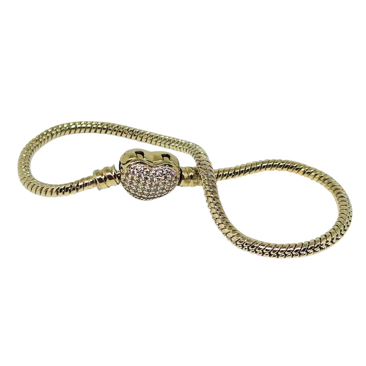Pulseira Fecho Coração Cravejado Prata