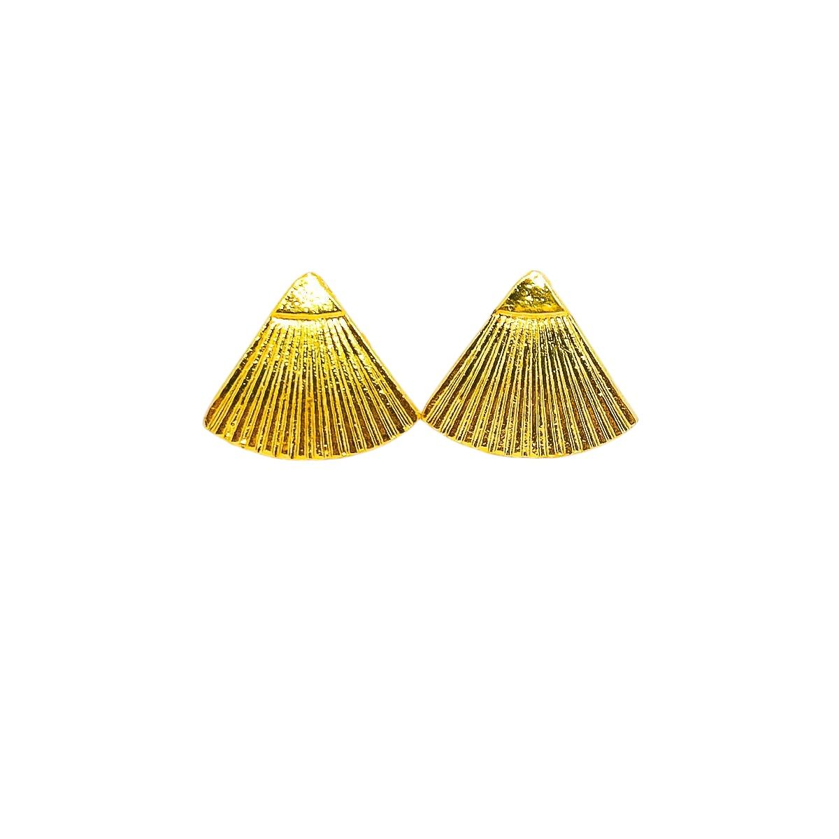 Brinco Leque Dourado Texturizado Fashion