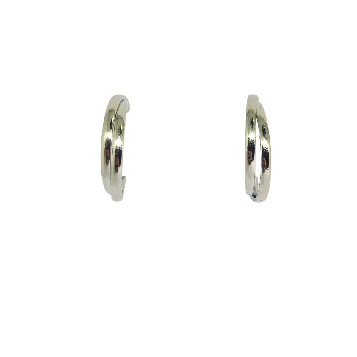 Brinco Argola Dupla Prateado Minimalista
