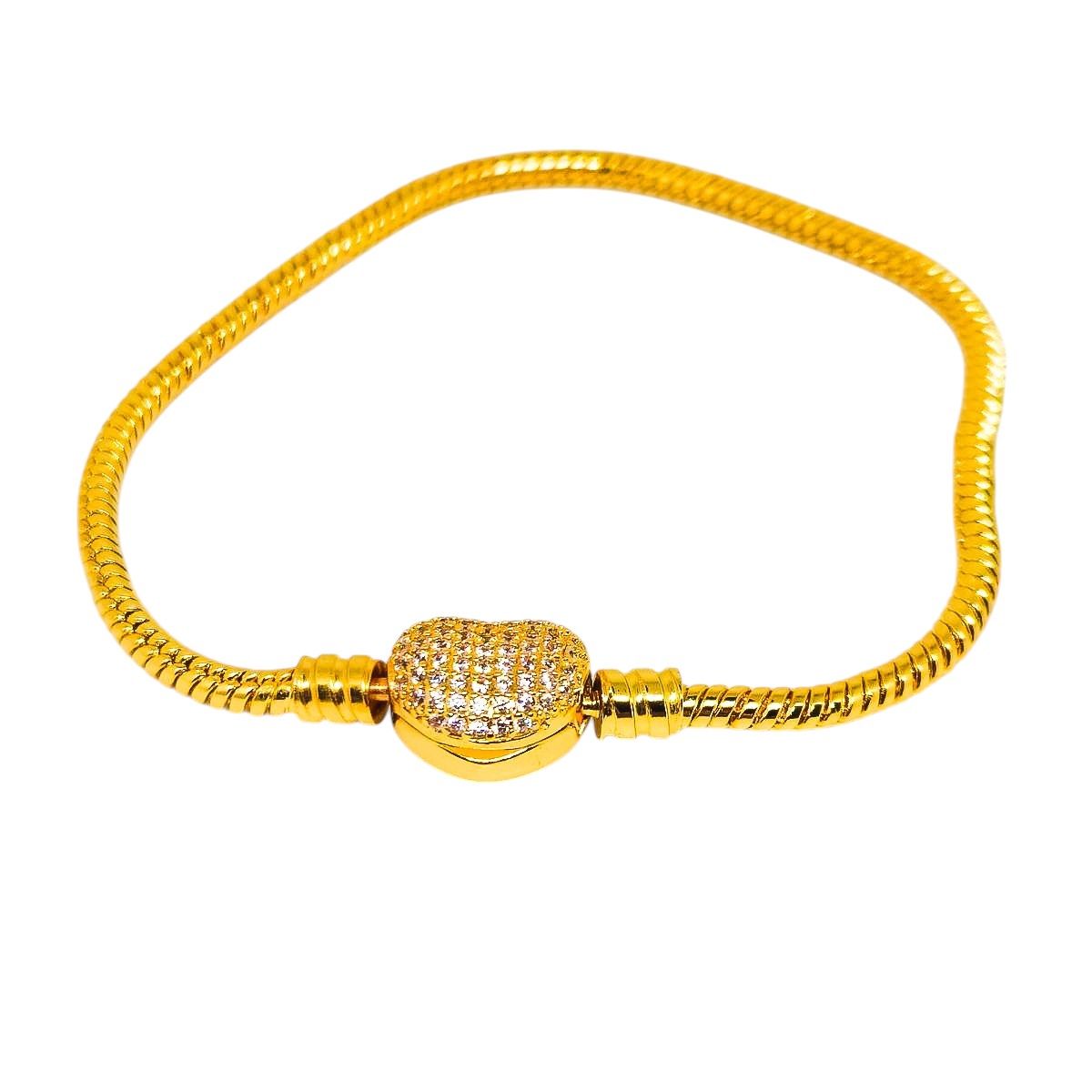 Pulseira Fecho Coração Zircônia Dourado