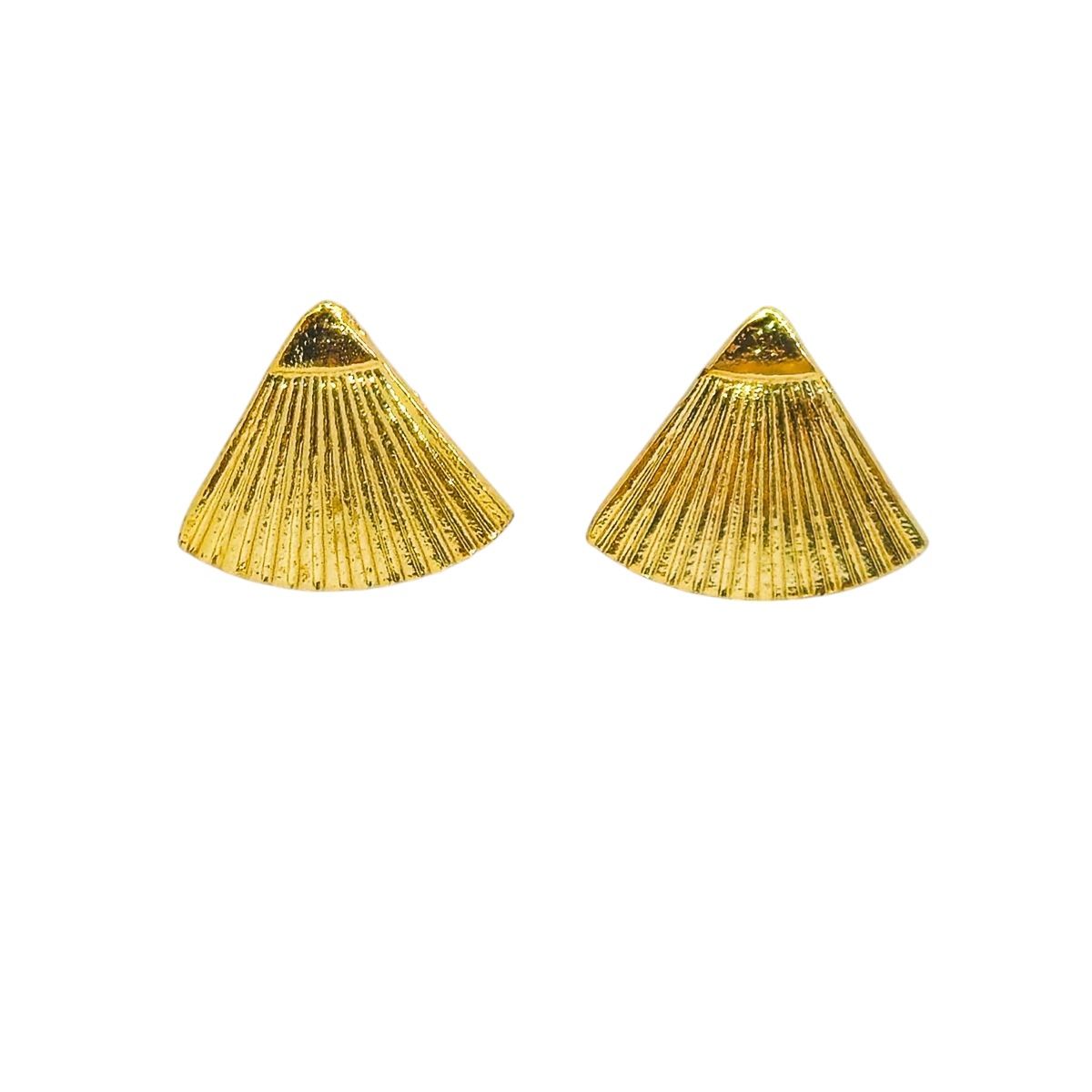 Brinco Leque Dourado Texturizado Fashion