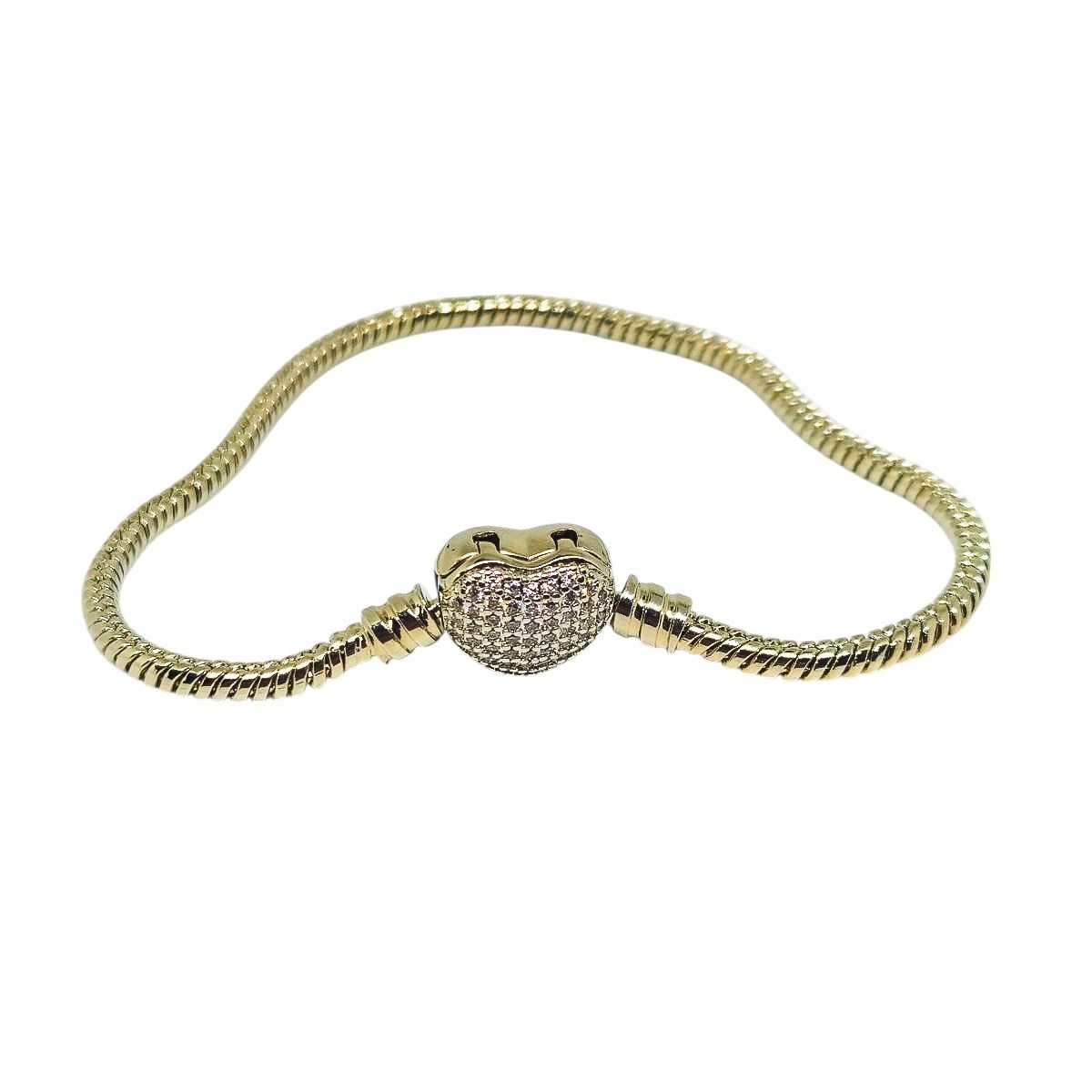 Pulseira Fecho Coração Cravejado Prata