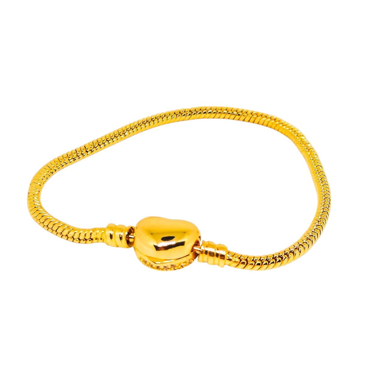 Pulseira Fecho Coração Zircônia Dourado
