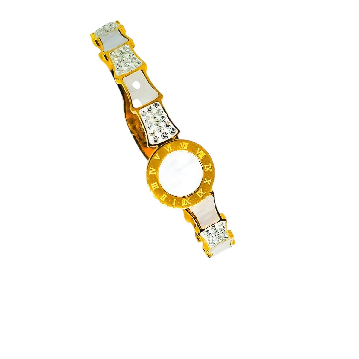 Bracelete Mostrador Romano Cravejado Luxo Caixa Premium