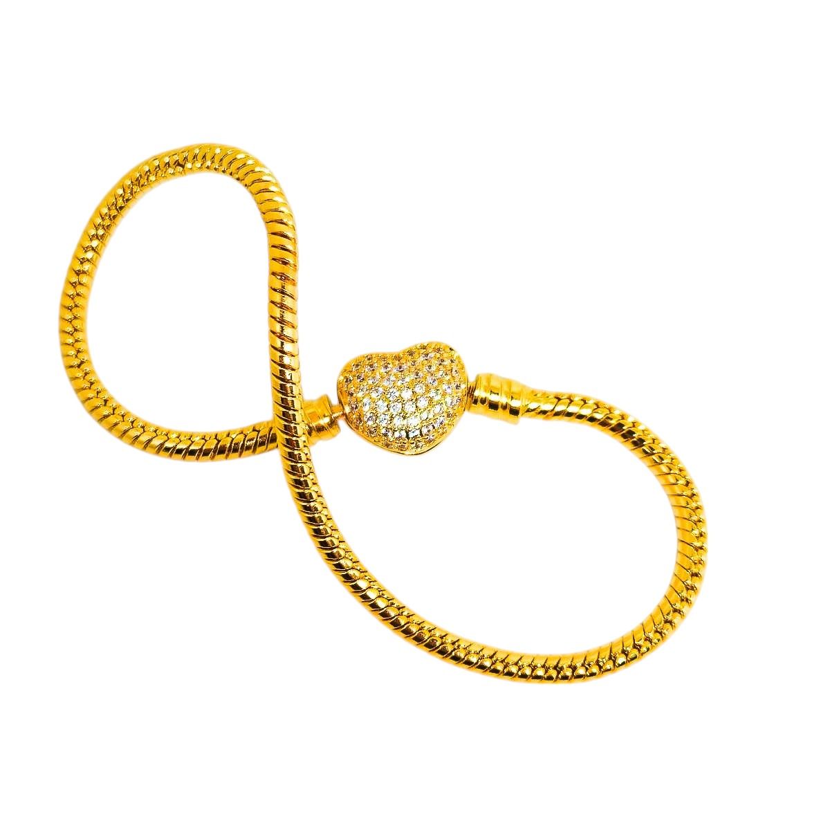 Pulseira Fecho Coração Zircônia Dourado