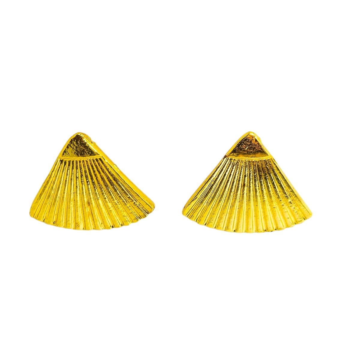 Brinco Leque Dourado Texturizado Fashion