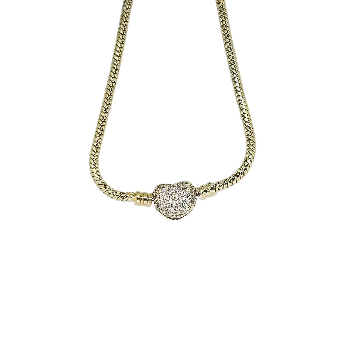 Pulseira Fecho Coração Cravejado Prata