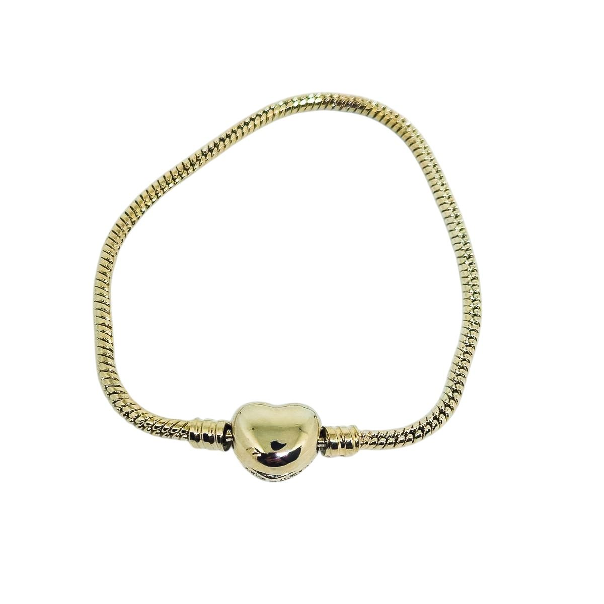 Pulseira Fecho Coração Cravejado Prata