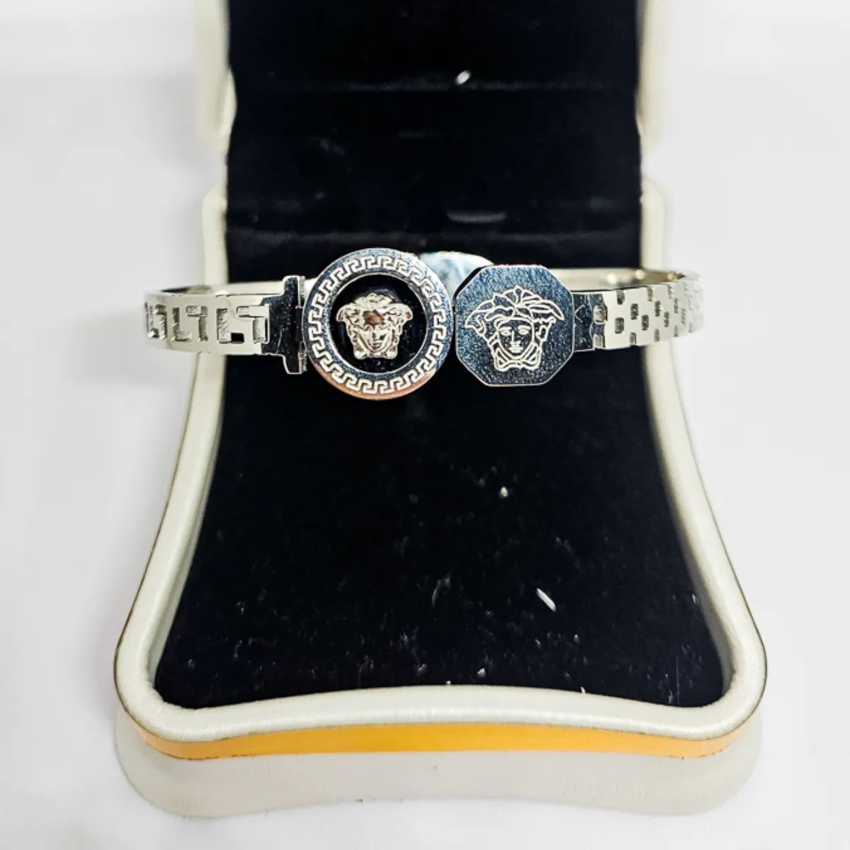 Bracelete Pedra Central Versace Grego Prata