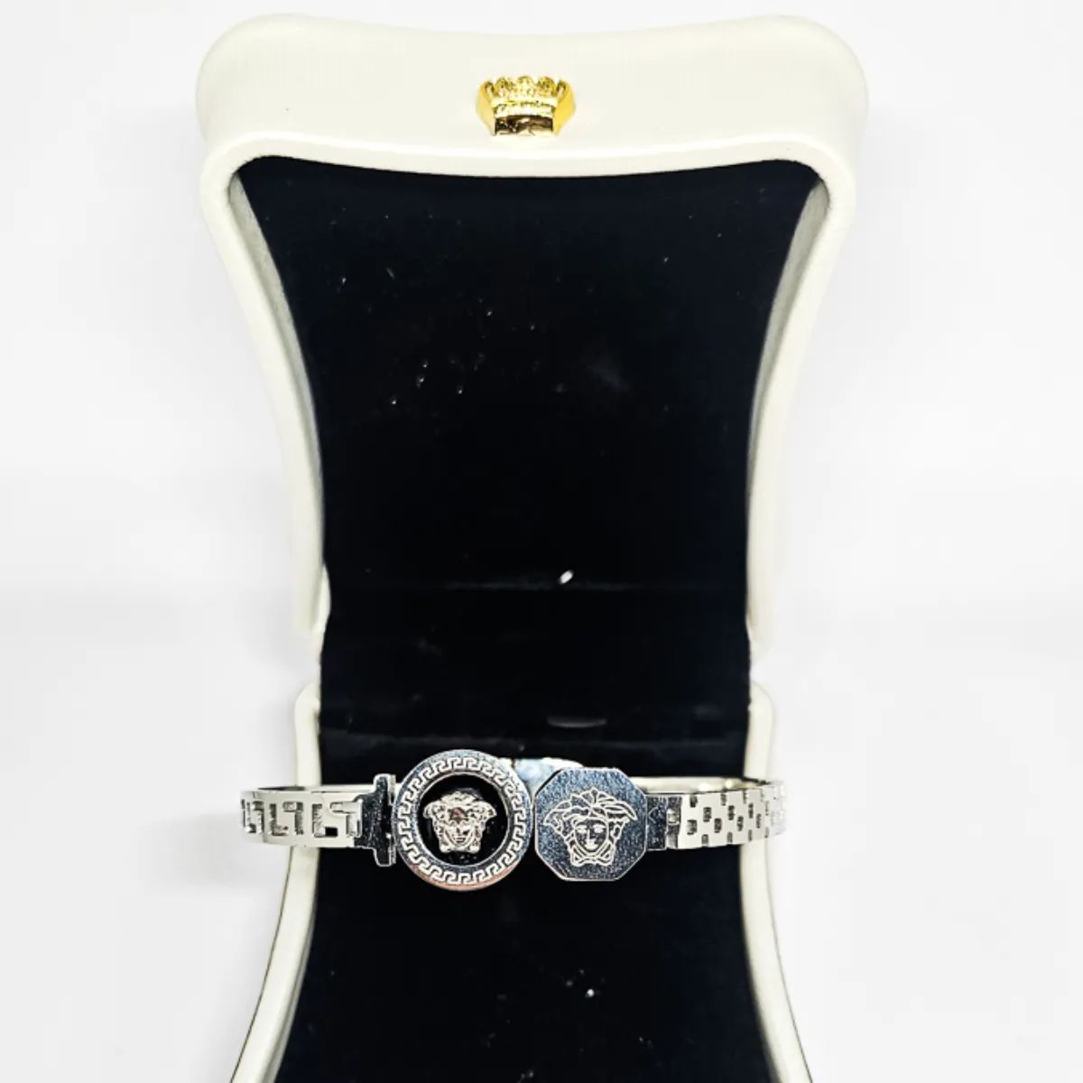 Bracelete Pedra Central Versace Grego Prata