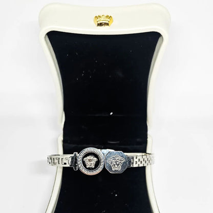 Bracelete Pedra Central Versace Grego Prata