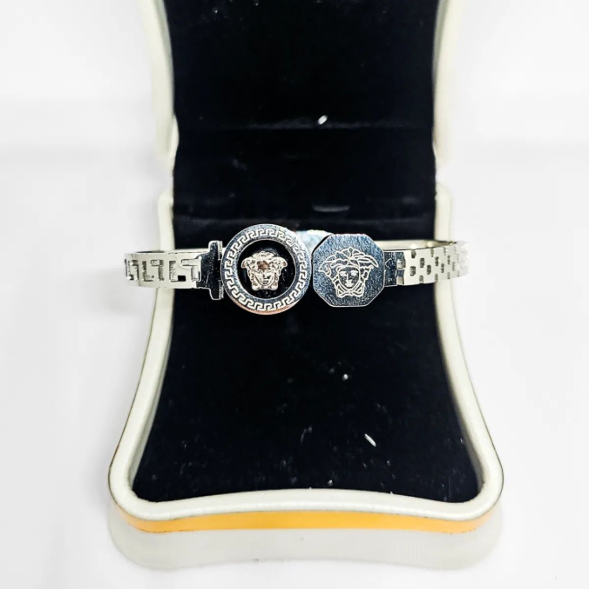 Bracelete Pedra Central Versace Grego Prata