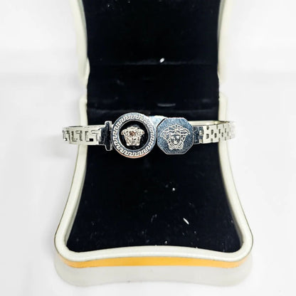 Bracelete Pedra Central Versace Grego Prata