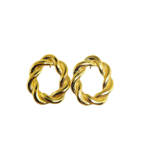 Brinco Argola Trançada Banhado a Ouro
