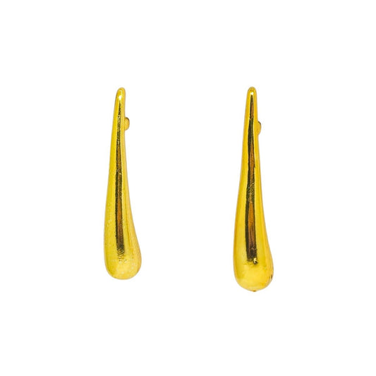 Brinco Gota Lisa Longa Banhado a Ouro
