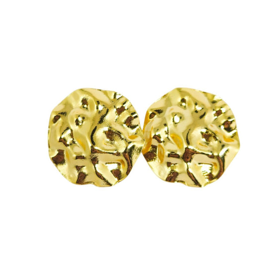 Brinco Dourado Texturizado Forma Orgânica