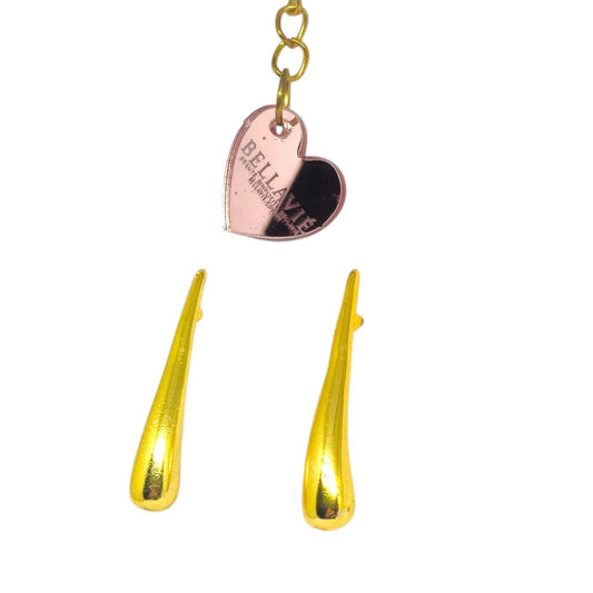 Brinco Gota Lisa Longa Banhado a Ouro