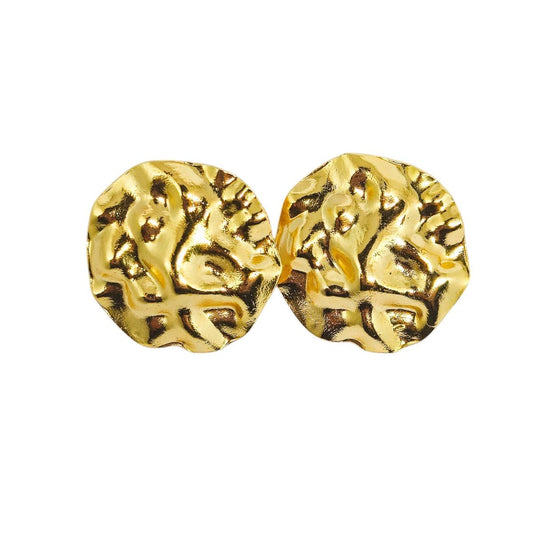 Brinco Dourado Texturizado Forma Orgânica