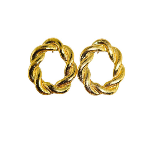 Brinco Argola Trançada Banhado a Ouro