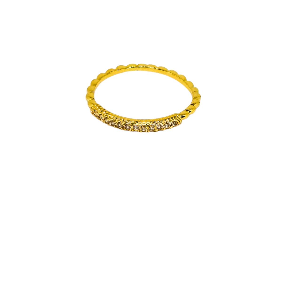 Anel Alianca Dourado Cravejada