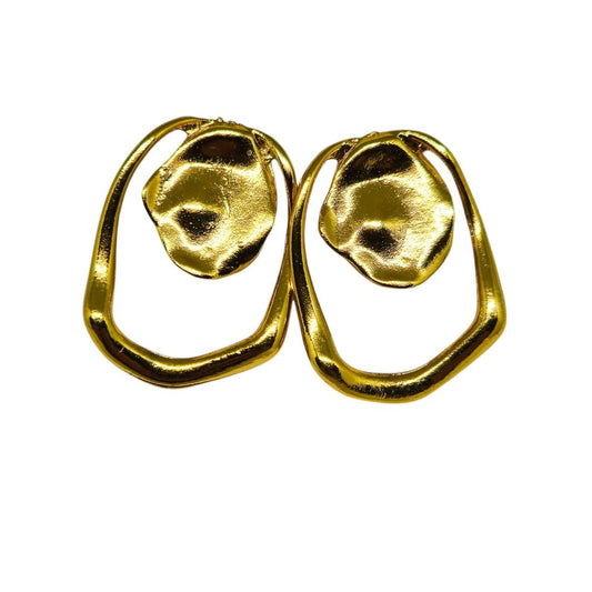 Brinco Abstrato Texturizado  Dourado